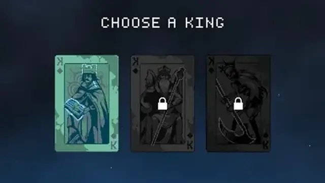 9 Kings choose a king screen demonstrating the touch card interface