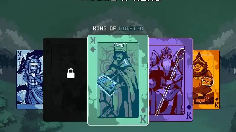 9 Kings choose a king screen showing the mobile card interface