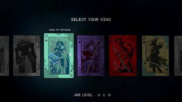 9 Kings select your king screen showing the nine ruler cards